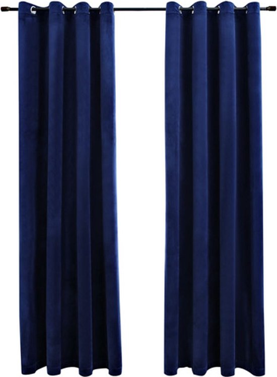 vidaXL-Gordijn-verduisterend-met-ringen-2-st-140x175-cm-fluweel-blauw