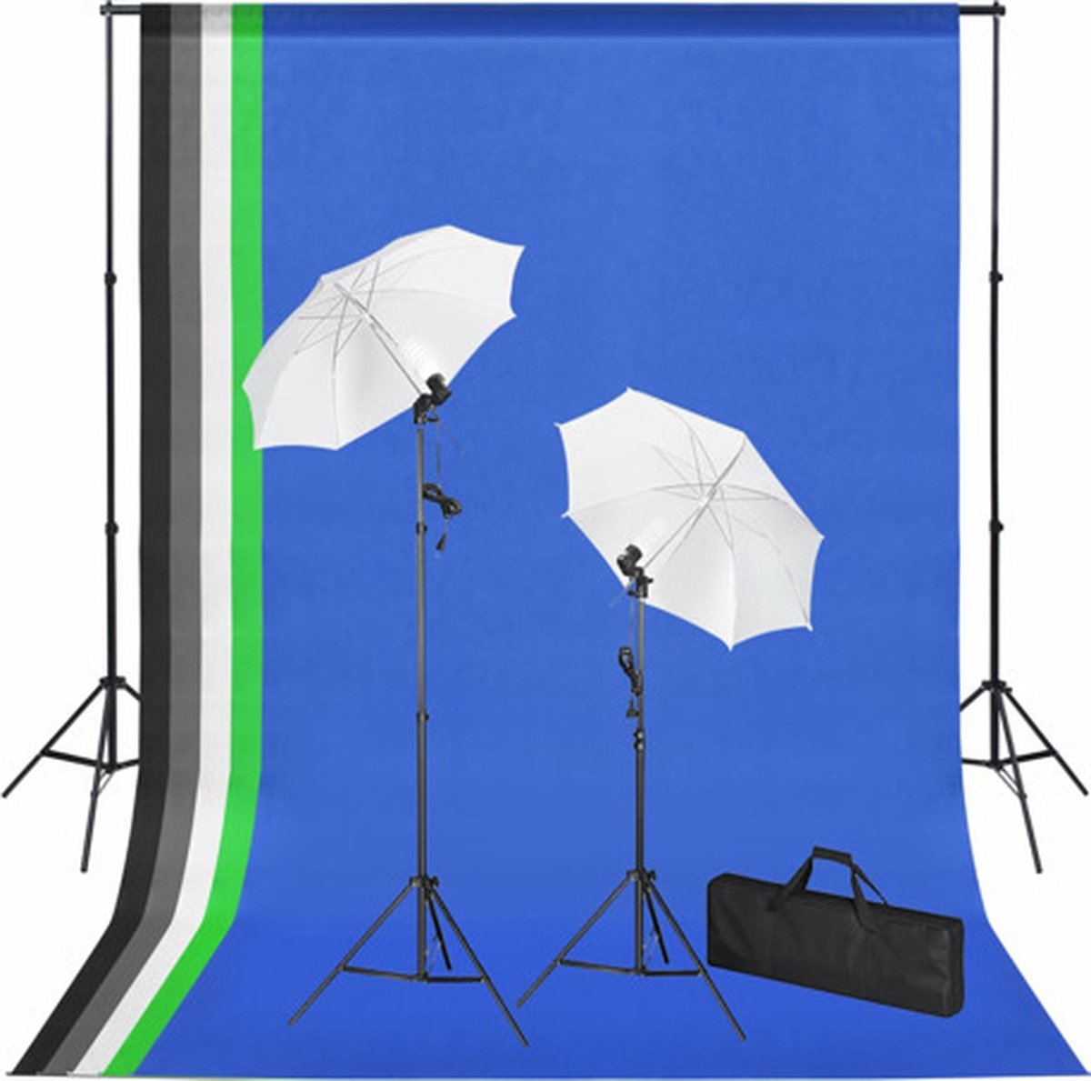 vidaXL Fotostudioset met achtergronden. lampen en paraplu's