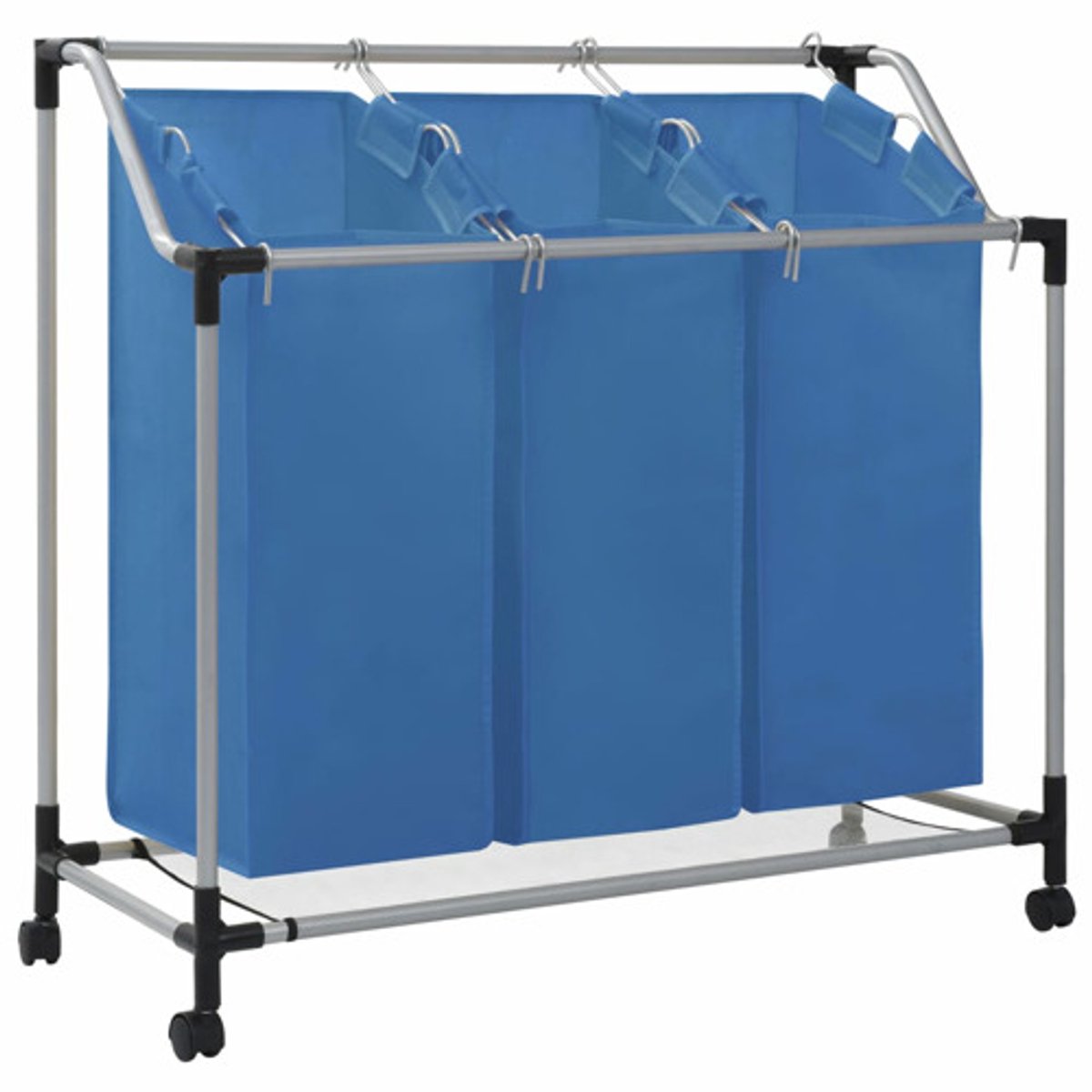 vidaXL - Wassorteerder - met - 3 - zakken - staal - blauw