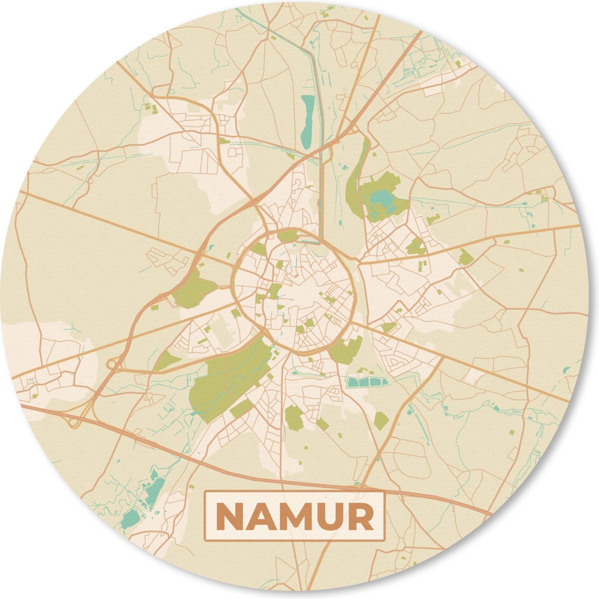 Muismat rond 40x40 cm - Mousepad Kaart - Leuven - Stadskaart - Plattegrond - Vintage - Ronde muismatten - Stadskaart
