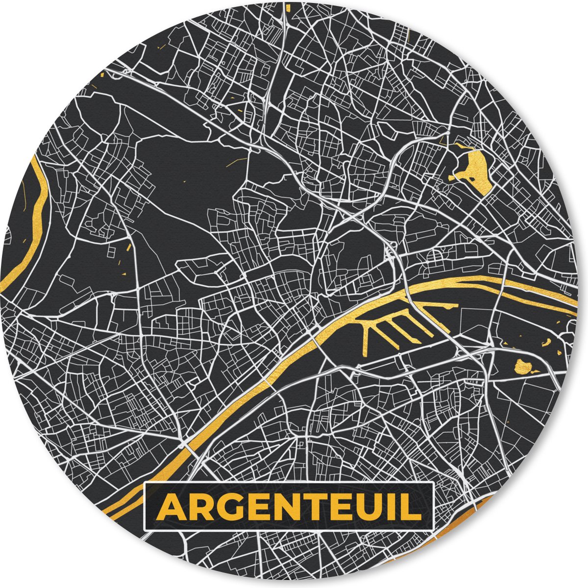 Muismat rond 30x30 cm - Mousepad Frankrijk – Plattegrond – Kaart – Argenteuil – Stadskaart - Ronde muismatten - Stadskaart