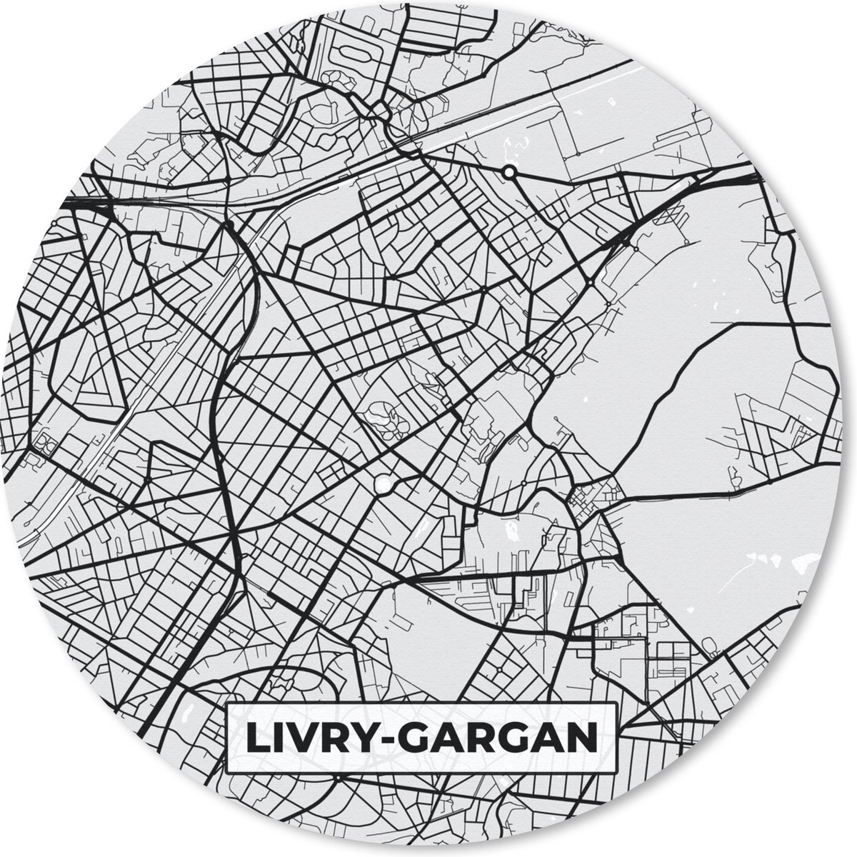 Muismat rond 30x30 cm - Mousepad Stadskaart - Frankrijk - Kaart - Livry-Gargan - Plattegrond - Ronde muismatten - Stadskaart