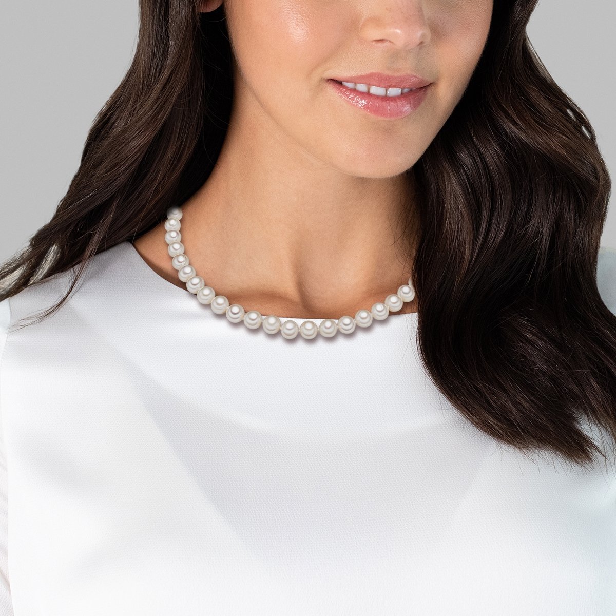 Valero Pearls Parel ketting - 10,0 - 11,0 - Sterling zilver - zilver - 45 cm