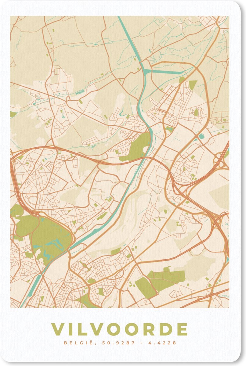 Muismat - Mousepad - Plattegrond - Stadskaart - Vintage - Vilvoorde - Kaart - 18x27 cm - Muismatten