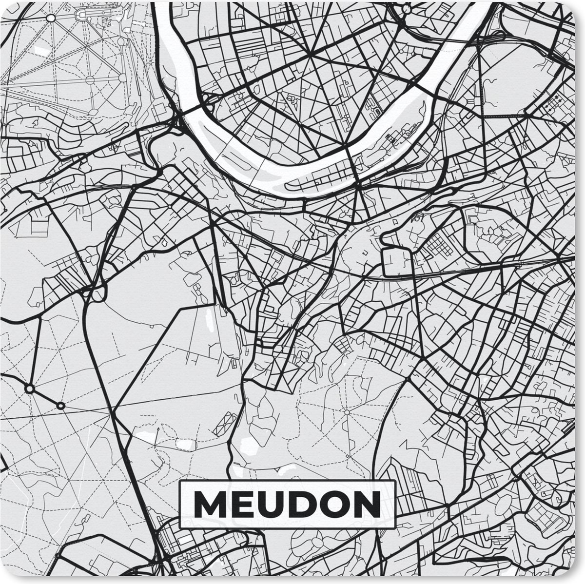 Muismat - Mousepad - Meudon - Plattegrond - Frankrijk - Kaart - Stadskaart - 30x30 cm - Muismatten