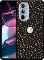 Motorola Edge 30 Pro Hoesje Zwart Happy Dots - Designed by Cazy