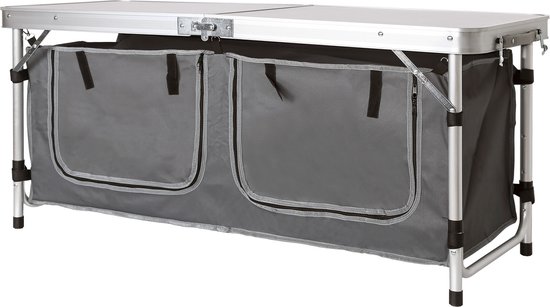 Camping en aluminium de cuisine armoire 172x52x104cm Noir Pliable Brise-Vent 