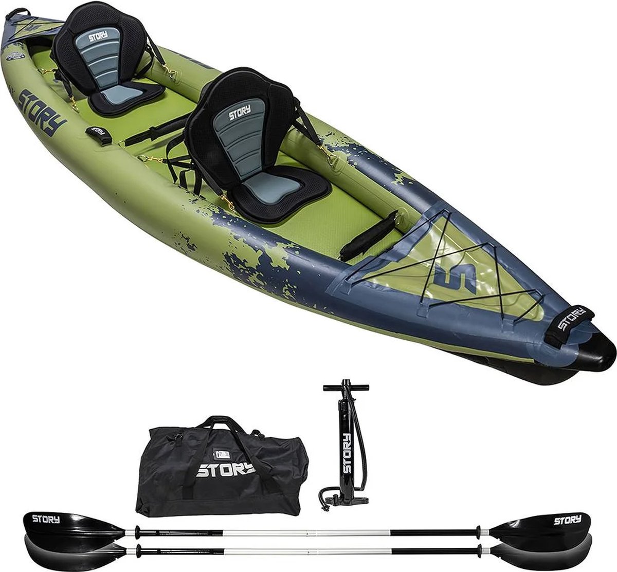 Story Ranger Opblaasbare Kayak 2 Persoons 390cm - Army | bol.com