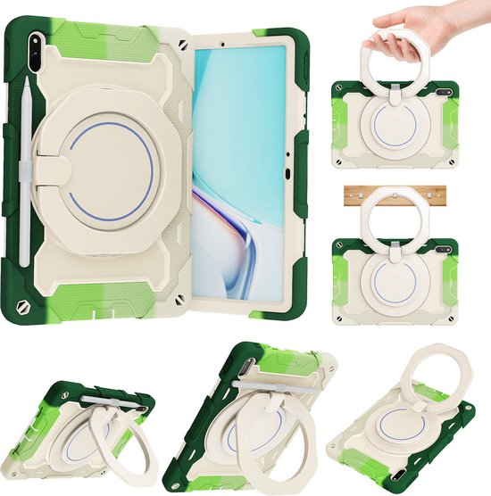 Étui pour tablette adapté à Huawei MatePad 11 (2021) - 11 pouces - Étui blindé avec Ring - Porte-crayon - Vert arc-en-ciel