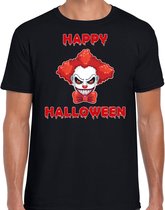 Halloween Happy Halloween rode horror clown verkleed t-shirt zwart voor heren - horror clown shirt / kleding / kostuum / horror outfit S