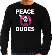 Hippie jezus Kerstbal sweater / Kerst trui peace dudes zwart voor heren - Kerstkleding / Christmas outfit L