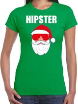 Fout Kerstshirt / Kerst t-shirt Hipster Santa groen voor dames- Kerstkleding / Christmas outfit L