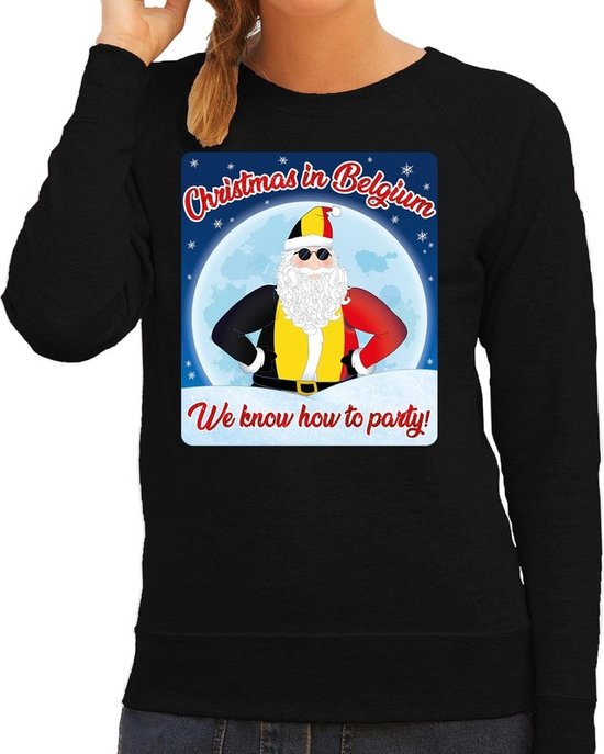 Foute Belgie Kersttrui / sweater - Christmas in Belgium we know how to  party - zwart... | bol.com