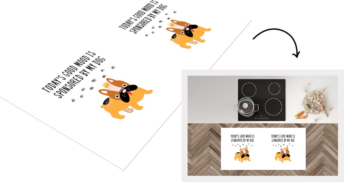 KitchenYeah Keukenloper - Loper keuken - Quotes - Spreuken - Today's good mood is sponsored by my dog - Honden - 120x60 cm - Keukenloper vinyl Multicolor