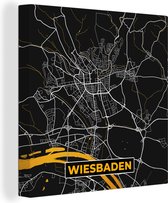 Canvas Schilderij Wiesbaden - Duitsland - Kaart - Goud - Plattegrond - Stadskaart - 20x20 cm - Wanddecoratie