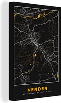 Peinture sur Toile Plan de Ville – Carte – Allemagne – Or – Menden – Carte - 80x120 cm - Décoration murale