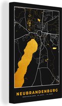 Canvas Schilderij Goud – Duitsland – Plattegrond – Gold – Stadskaart – Kaart – Neubrandenburg - 40x60 cm - Wanddecoratie