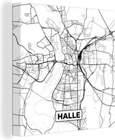 Canvas Schilderij Halle - Kaart - Plattegrond - Stadskaart - 50x50 cm - Wanddecoratie