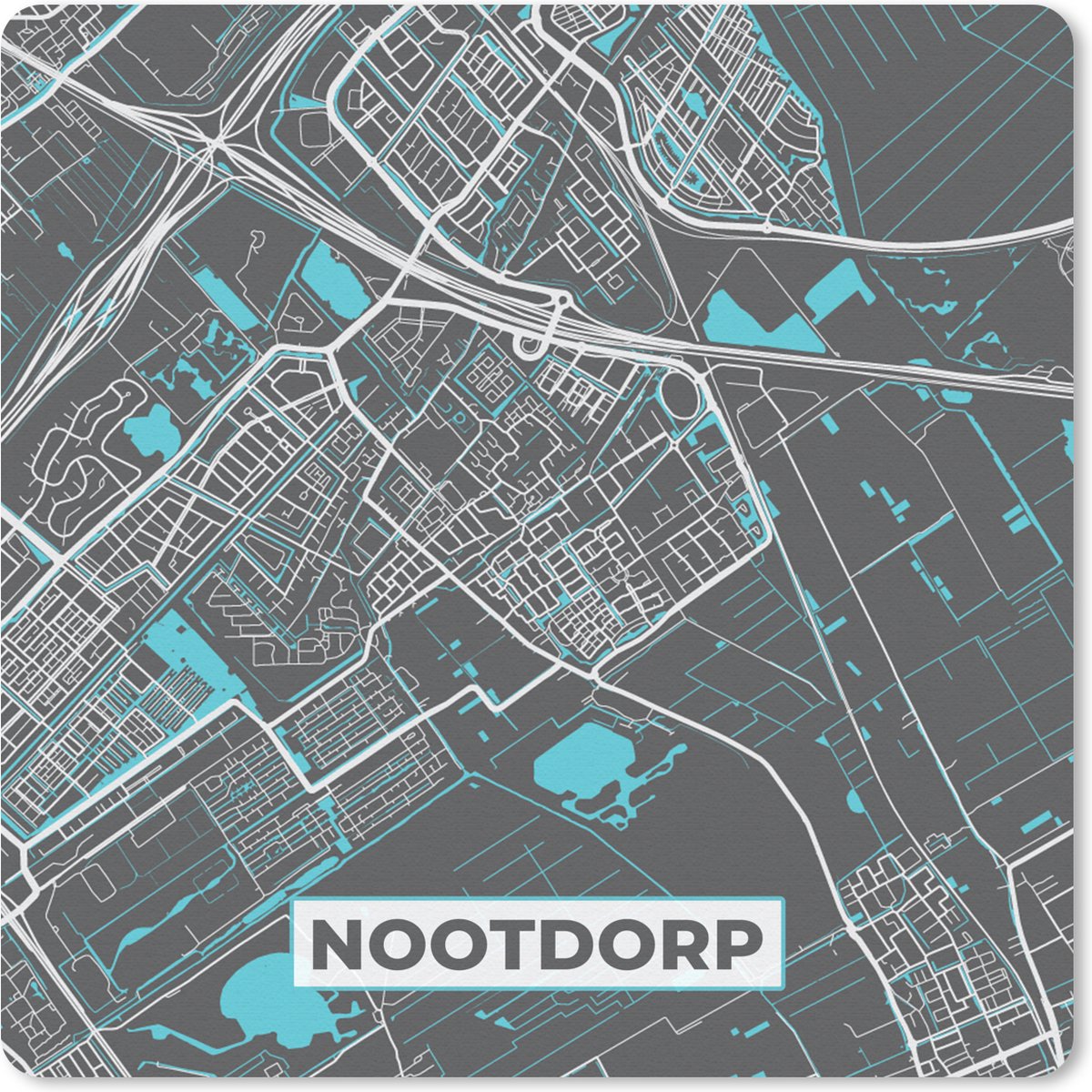 Muismat 20x20 cm - Mousepad Kaart - Plattegrond - Stadskaart - Nootdorp - Muismatten - Stadskaart