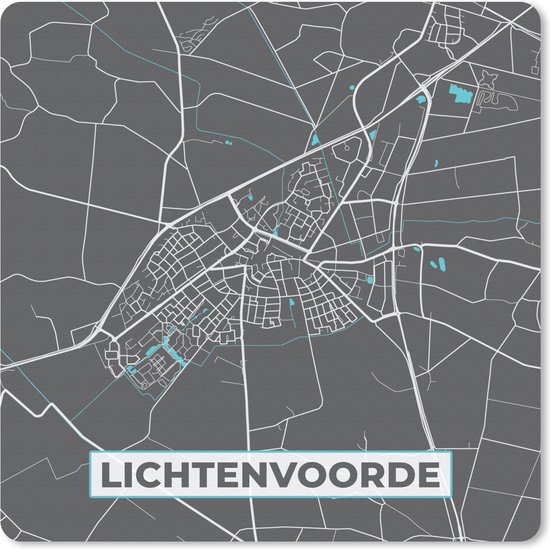 Muismat - Mousepad - Lichtenvoorde - Plattegrond - Stadskaart - Kaart - 30x30 cm - Muismatten