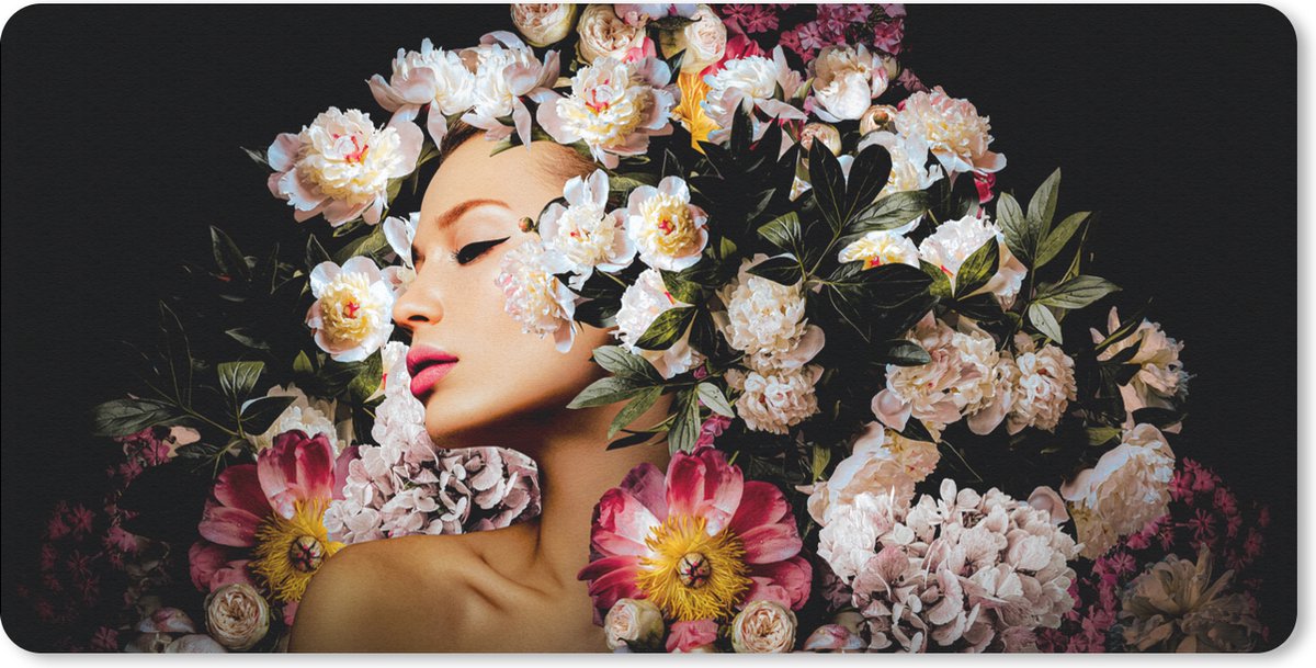 Bureauonderlegger - Vrouwen - Bloemen - Rozen - Portret - 60x30 - Muismat