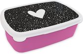 Broodtrommel Roze - Lunchbox - Brooddoos - Design - Liefde - Hartje - 18x12x6 cm - Kinderen - Meisje