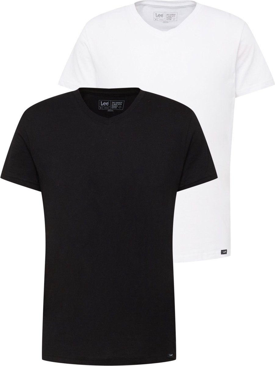 Lee Twin T-shirt Met Korte Mouwen En V-hals 2 Eenheden S Man Zwart