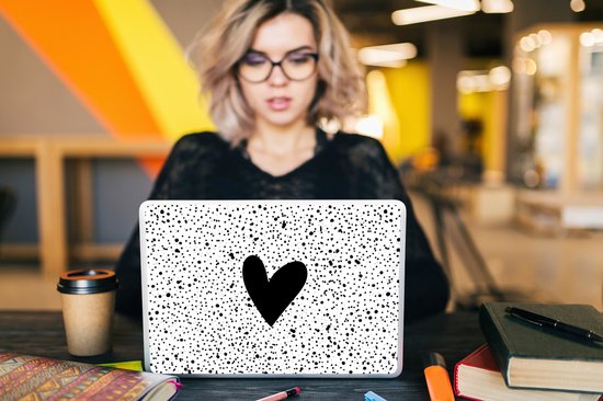 Laptop sticker - 13.3 inch - Hartje - Design - Wit - 31x22,5cm - Laptopstickers - Laptop skin - Cover
