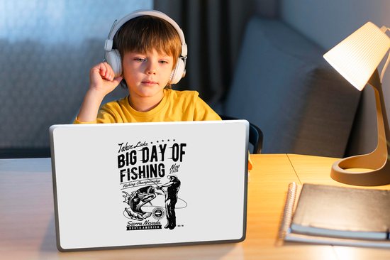 Autocollant pour ordinateur portable - 14 pouces - Pêche - Canne à pêche - Vintage - 32x5x23x5cm - Autocollants pour ordinateur portable - Skin pour ordinateur portable - Housse