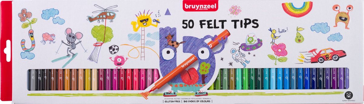 Bruynzeel Viltstiften set | 50 kleuren