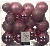 52x stuks kunststof kerstballen lippenstift roze 6-8-10 cm - Onbreekbare plastic kerstballen