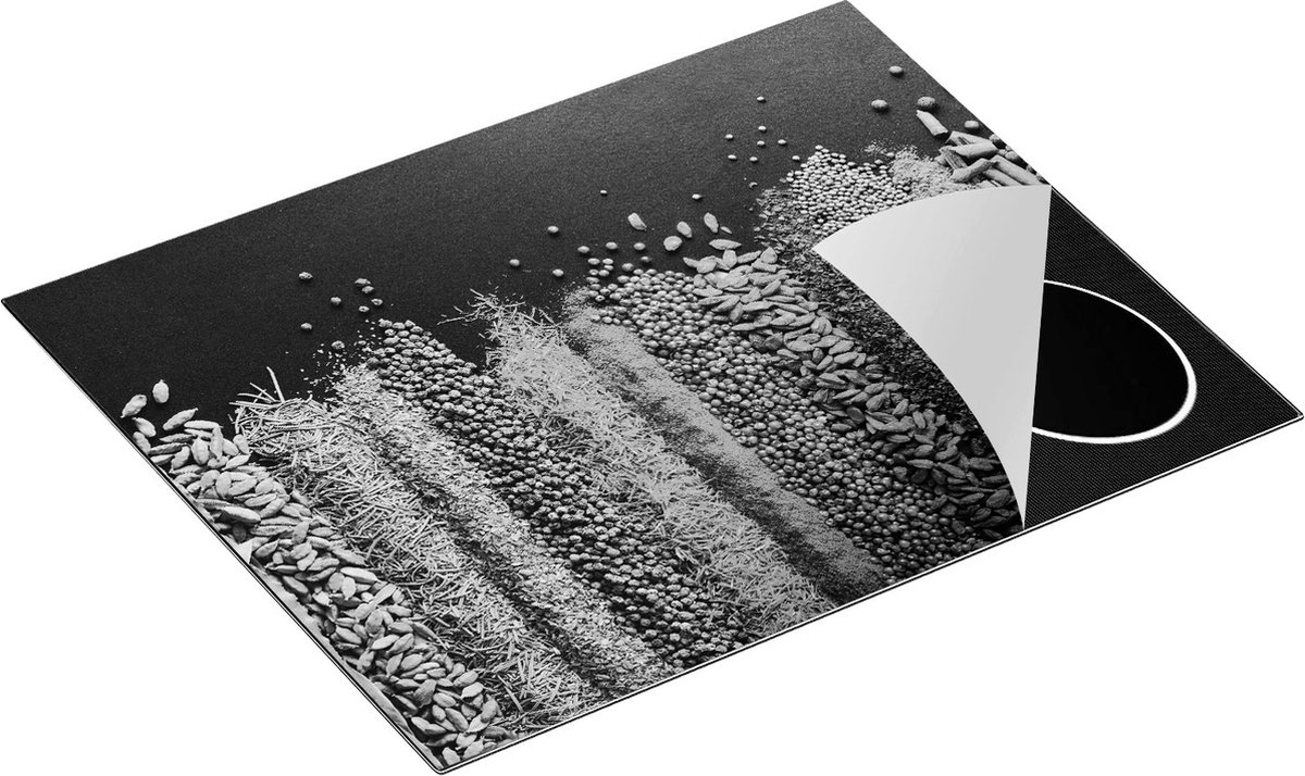 Chefcare Inductie Beschermer Kruiden in Verschillende Kleuren - Zwart Wit - 65x50 cm - Afdekplaat Inductie - Kookplaat Beschermer - Inductie Mat