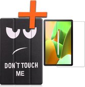 Hoes Geschikt voor Lenovo Tab M10 Plus 3rd Gen Hoes Tri-fold Tablet Hoesje Case Met Screenprotector - Hoesje Geschikt voor Lenovo Tab M10 Plus (3e Gen) Hoesje Hardcover Bookcase - Don't Touch Me