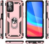 Hoesje Geschikt voor Oppo A76 hoesje Hybrid Armor Anti-Shock hoesje Rose Goud - Hoesje Geschikt voor Oppo A76 - A76 Hoesje kickstand Ring houder cover TPU backcover hoesje