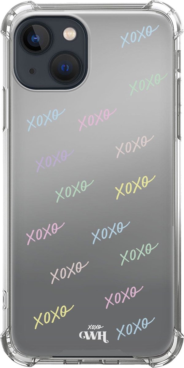 XOXO Colors - Mirror Case - Spiegel case geschikt voor Apple iPhone 13 hoesje - Spiegelhoesje met opdruk - Tekst - Hardcase shockproof