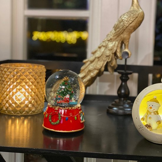 Viv! Home Luxe Boule à neige avec boîte à musique - Père Noël en train de Noël - 14 cm - rouge - Noël - qualité supérieure