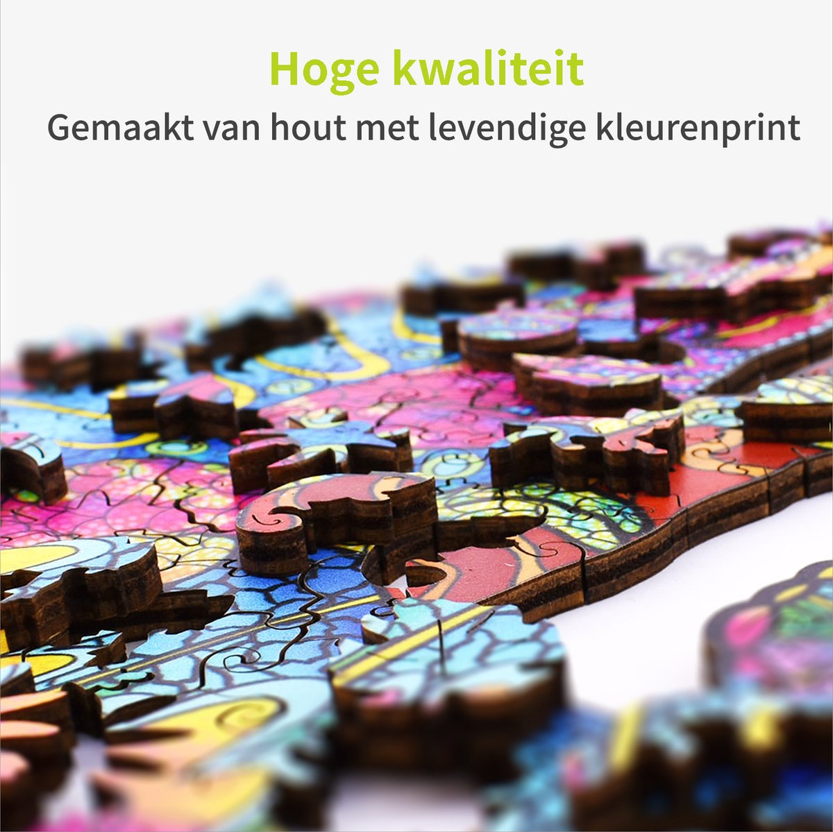 ACROPAQ Houten puzzel kameleon – 200 stukjes – A3 formaat (420 x 297 mm) – Houten legpuzzel dieren voor kinderen en volwassenen — cadeau in Spellen & Speelgoed - foto 2