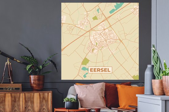 Stickers Stickers muraux - Carte - Eersel - Vintage - Carte - Plan de la ville - 120x120 cm - Feuille adhésive XXL