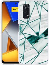 Xiaomi Poco M4 Pro Hoesje Polygon Marmer Groen - Designed by Cazy