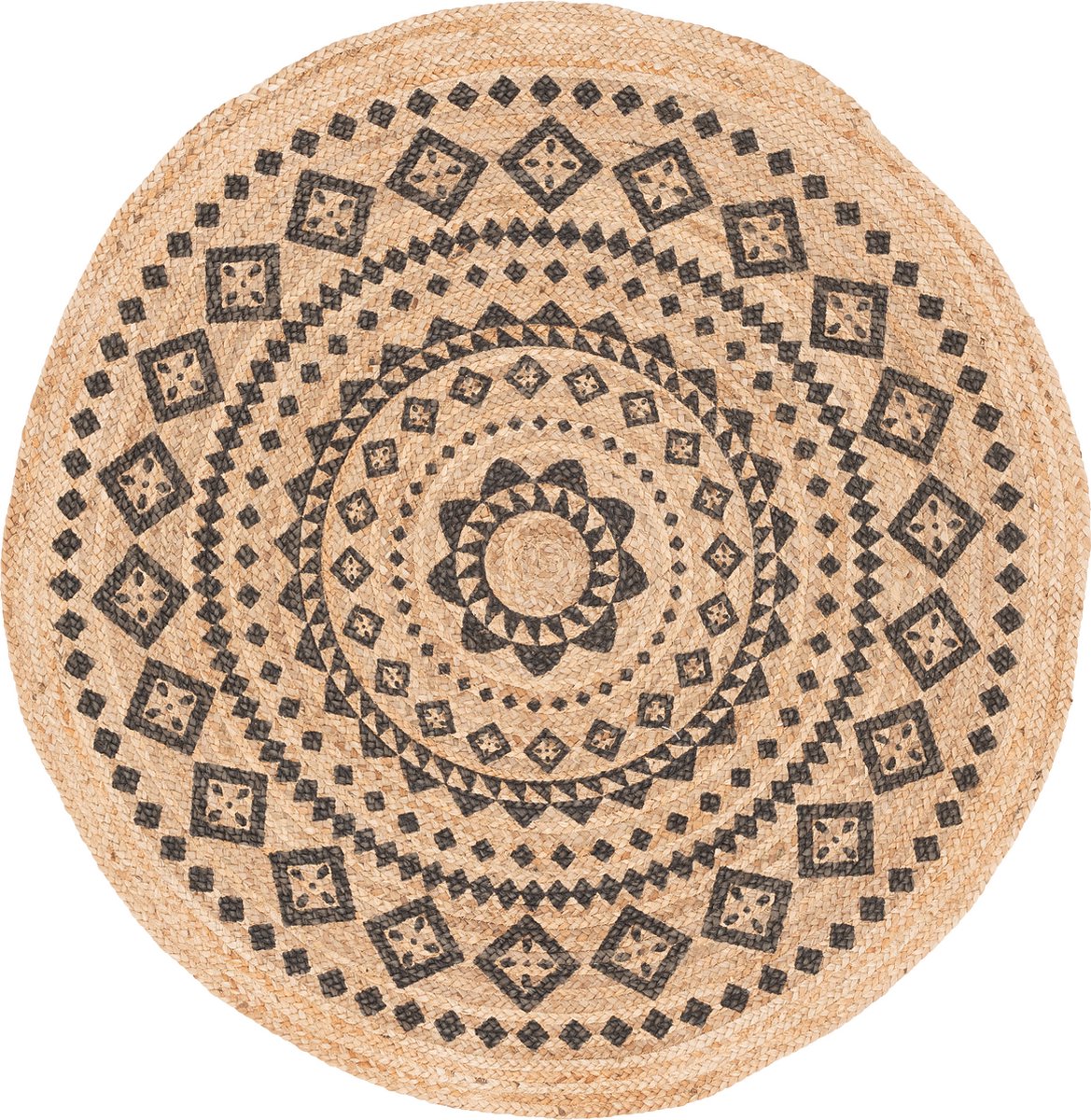 Pergamon Vloerkleed Nele Handgemaakt Jute Etno Rond Beige