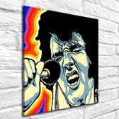 Pop Art Elvis Presley Poster in lijst - 90 x 90 cm en 2 cm dik - Fotopapier Mat 180 gr Framed - Popart Wanddecoratie inclusief lijst