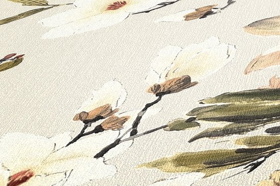 Papier peint Fleurs Profhome 364982-GU papier peint intissé légèrement texturé avec motif floral mat beige vert gris rose 5,33 m2