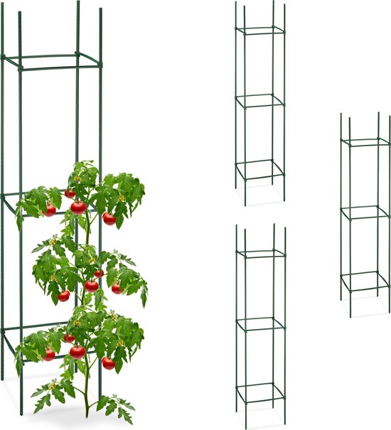 Relaxdays plantensteun klimplanten - set van 4 - klimplantensteun - tomatensteun 150 cm