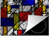KitchenYeah® Inductie beschermer 75x52 cm - Kunst - Regenboog - Mondriaan - Patronen - Kookplaataccessoires - Afdekplaat voor kookplaat - Inductiebeschermer - Inductiemat - Inductieplaat mat