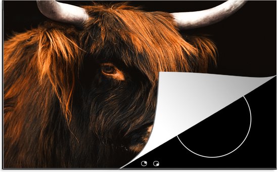 KitchenYeah® Inductie beschermer 76x51.5 cm - Schotse hooglander - Zwart - Vacht - Kookplaataccessoires - Afdekplaat voor kookplaat - Inductiebeschermer - Inductiemat - Inductieplaat mat