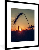 Fotolijst incl. Poster - Gras - Herfst - Zonsondergang - Seizoenen - Landschap - 60x80 cm - Posterlijst