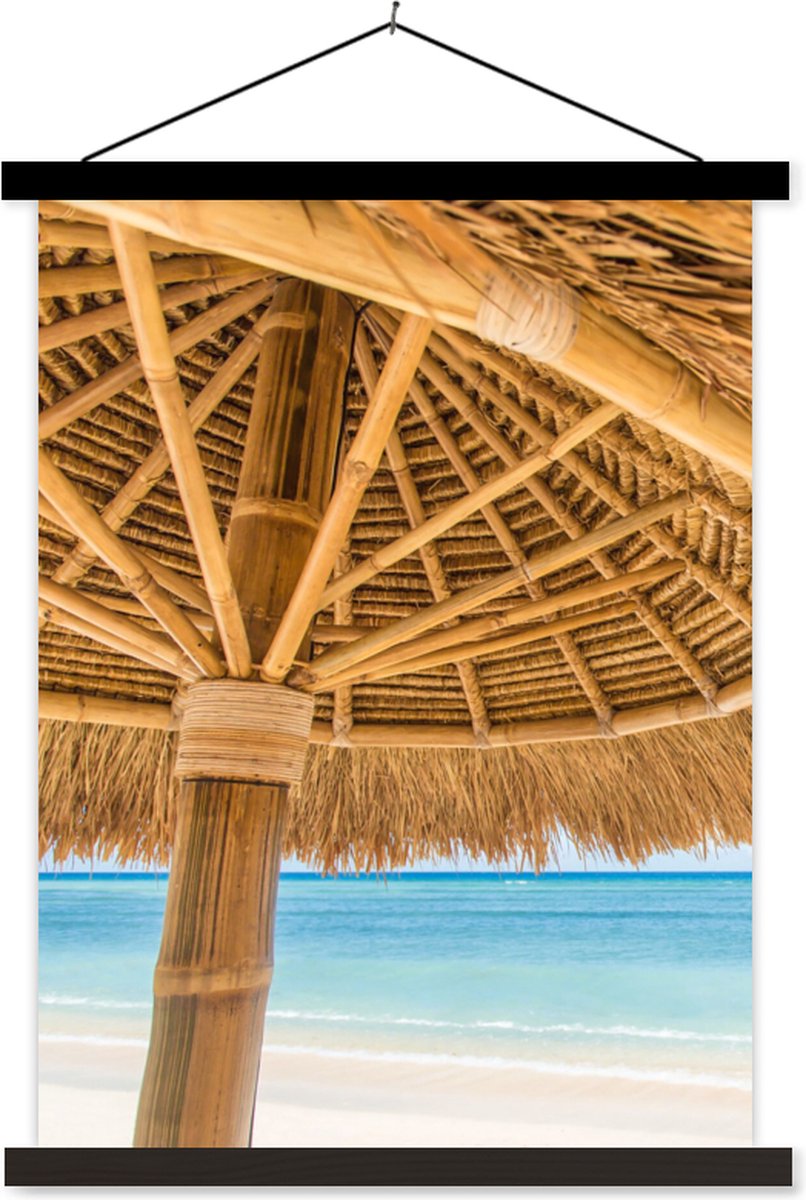 Posterhanger incl. Poster 120x160 cm - Schoolplaat - Parasol - Strand - Zee - Tropisch - T