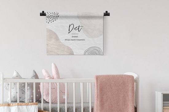 Wandkleed - Wanddoek - Diet - Spreuken - Woordenboek - Quotes - Dieet definitie - 60x45 cm - Wandtapijt