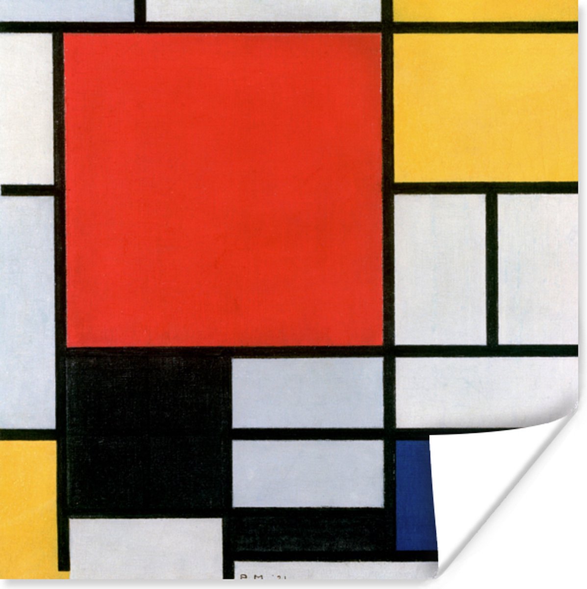 Poster Kunst - Mondriaan - Oude meesters - 30x30 cm