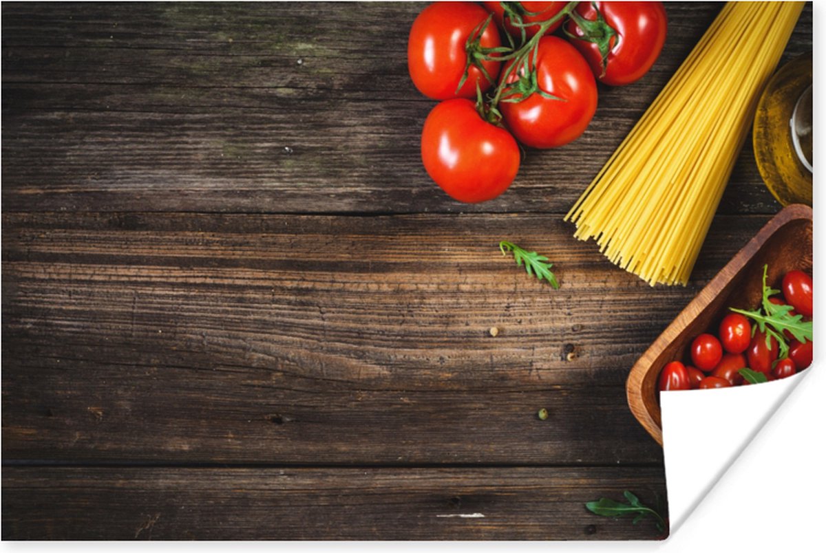 Poster Pasta - Tomaat - Keuken - 90x60 cm